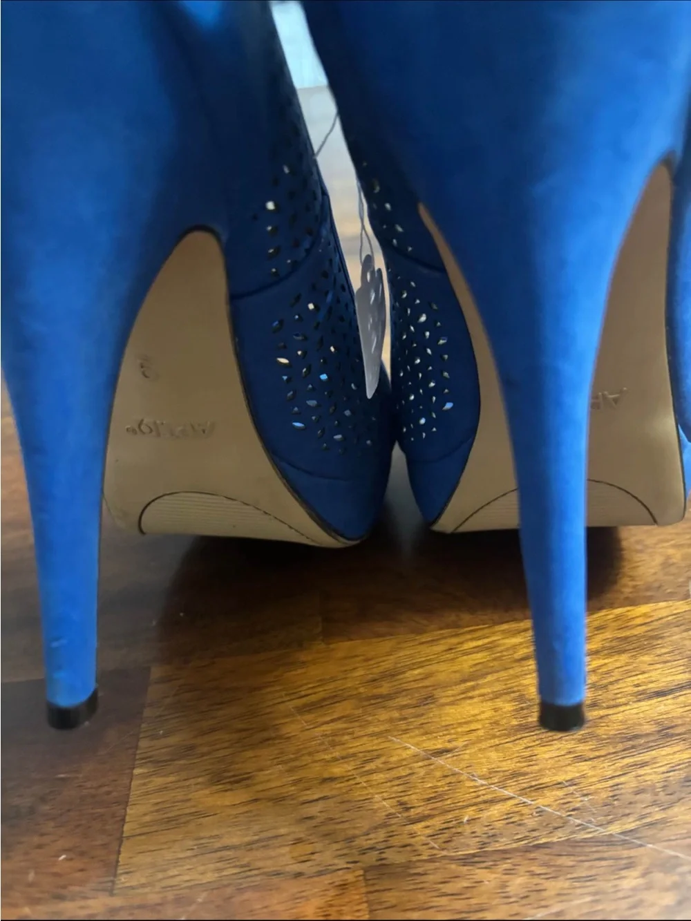 Apt. 9 Royal Blue Perforated Peep-Toe Heels